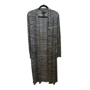 White House Black Market Long Gray & Black Knit Duster Cardigan Sz M